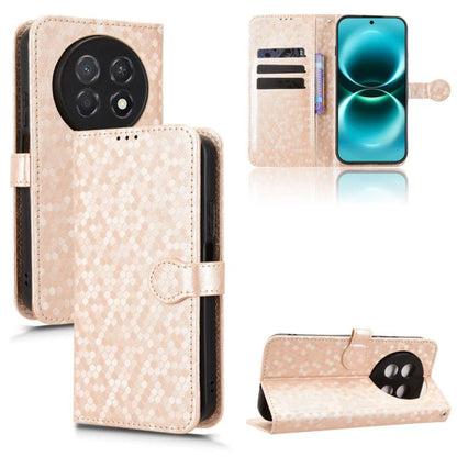 Champagne gold honeycomb dot leather folio phone case with card slots