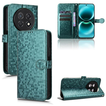 Green honeycomb dot leather folio phone case with card slots and magnetic flap