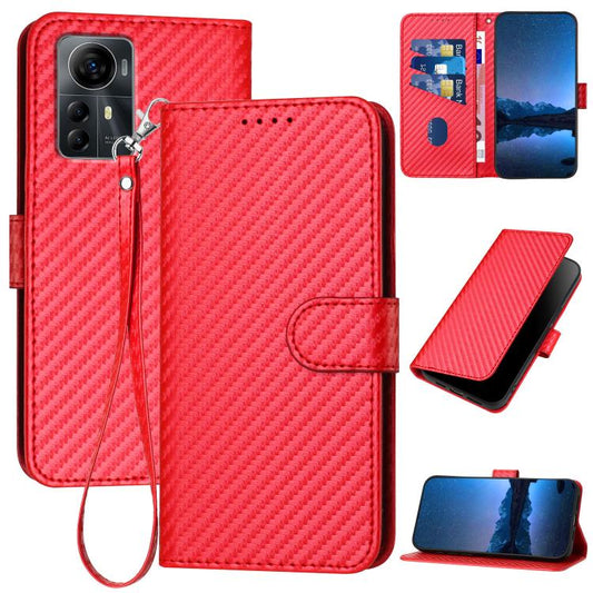 YX0070 Carbon Fiber Buckle Leather Phone Case with Lanyard, For ZTE Blade V41 Smart, For ZTE Blade A32, For ZTE Libero 5G III, For ZTE Blade A72 5G, For ZTE Libero 5G II, For ZTE Blade A72, For ZTE Blade A52