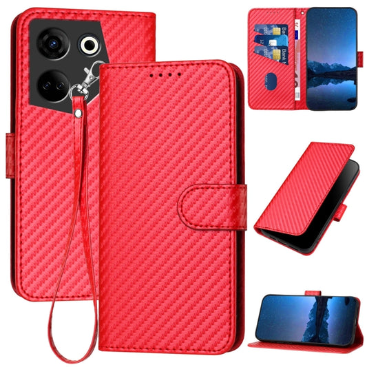 YX0070 Carbon Fiber Buckle Leather Phone Case with Lanyard, For Tecno Camon 20 / 20 Pro 4G, For Tecno Spark 10C, For Tecno Spark 10 4G, For Tecno Spark Go 2023, For Tecno Spark 10 Pro, For Tecno Pova 4, For Tecno Pova 2