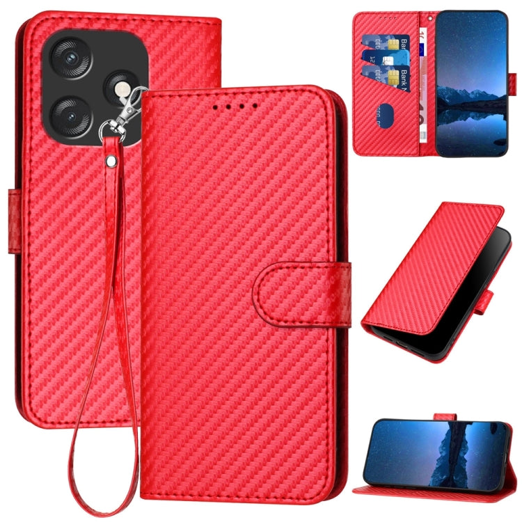 YX0070 Carbon Fiber Buckle Leather Phone Case with Lanyard, For Tecno Camon 20 / 20 Pro 4G, For Tecno Spark 10C, For Tecno Spark 10 4G, For Tecno Spark Go 2023, For Tecno Spark 10 Pro, For Tecno Pova 4, For Tecno Pova 2
