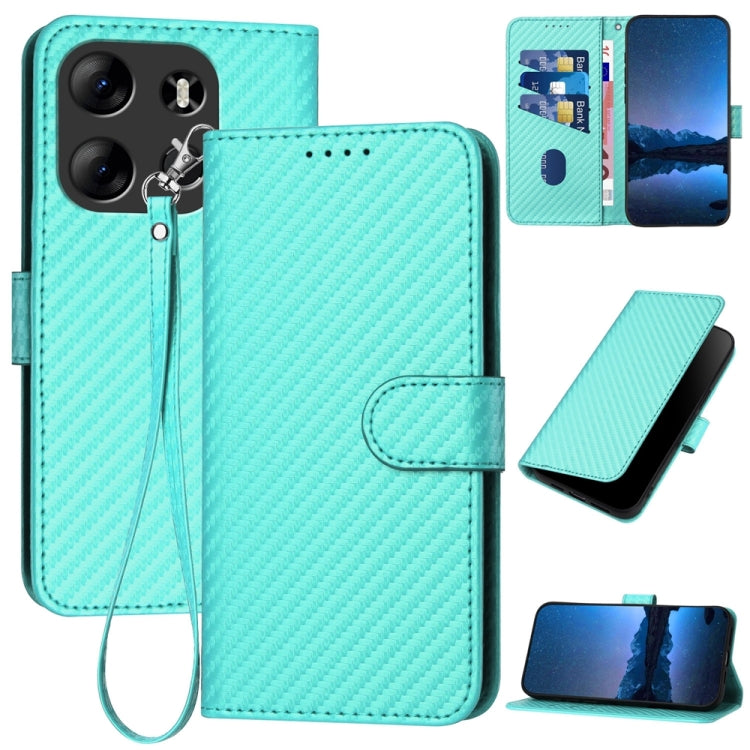 YX0070 Carbon Fiber Buckle Leather Phone Case with Lanyard, For Tecno Camon 20 / 20 Pro 4G, For Tecno Spark 10C, For Tecno Spark 10 4G, For Tecno Spark Go 2023, For Tecno Spark 10 Pro, For Tecno Pova 4, For Tecno Pova 2