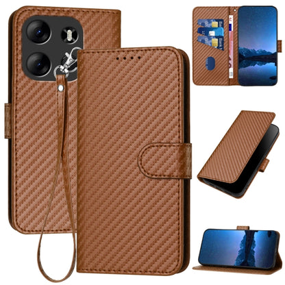 YX0070 Carbon Fiber Buckle Leather Phone Case with Lanyard, For Tecno Camon 20 / 20 Pro 4G, For Tecno Spark 10C, For Tecno Spark 10 4G, For Tecno Spark Go 2023, For Tecno Spark 10 Pro, For Tecno Pova 4, For Tecno Pova 2
