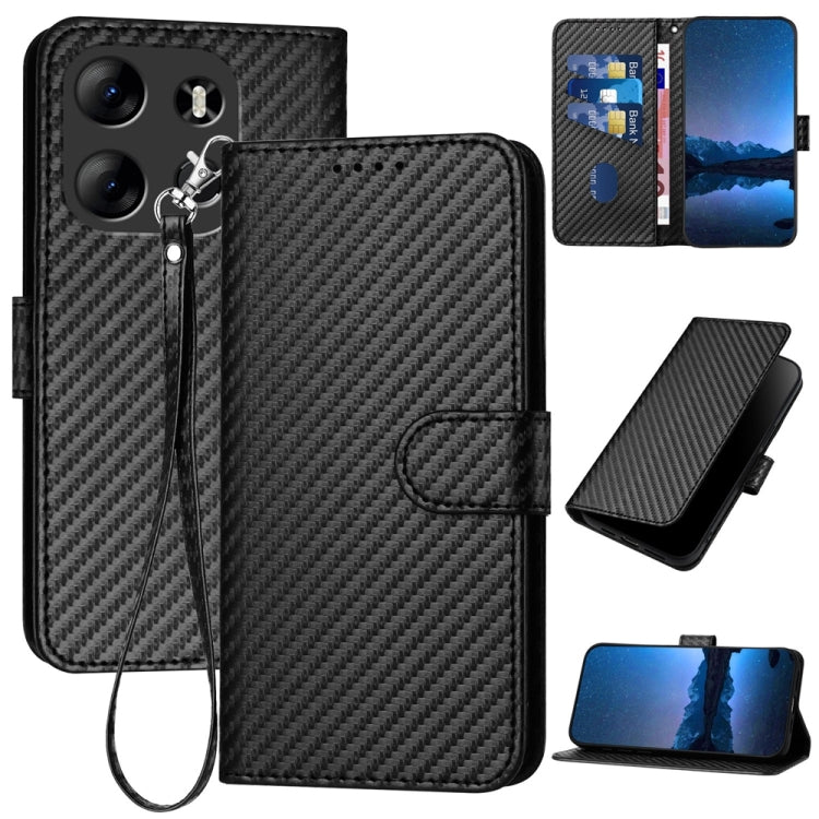 YX0070 Carbon Fiber Buckle Leather Phone Case with Lanyard, For Tecno Camon 20 / 20 Pro 4G, For Tecno Spark 10C, For Tecno Spark 10 4G, For Tecno Spark Go 2023, For Tecno Spark 10 Pro, For Tecno Pova 4, For Tecno Pova 2