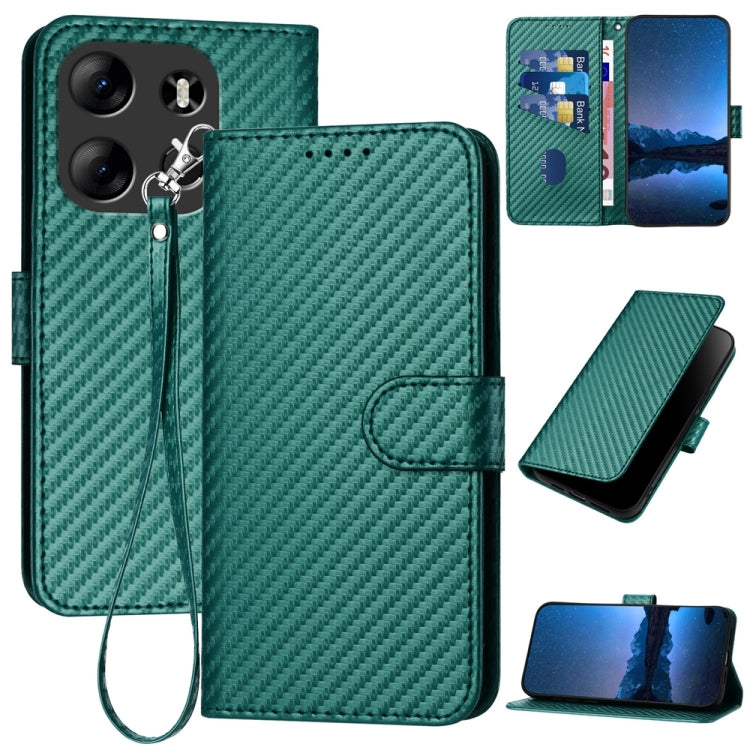 YX0070 Carbon Fiber Buckle Leather Phone Case with Lanyard, For Tecno Camon 20 / 20 Pro 4G, For Tecno Spark 10C, For Tecno Spark 10 4G, For Tecno Spark Go 2023, For Tecno Spark 10 Pro, For Tecno Pova 4, For Tecno Pova 2