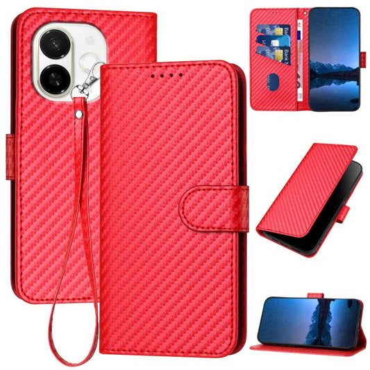 YX0070 Carbon Fiber Buckle Leather Phone Case with Lanyard, For Tecno Spark 30C 5G / Pop 9 5G, For Tecno Pova 6 Neo 5G / Spark 30 5G, For Tecno Spark 30 Pro 4G, For Tecno Spark 30 4G, For Tecno Spark Go 5G 2025 / Hot 60i 5G, For Tecno Camon 30 Pro     ...
