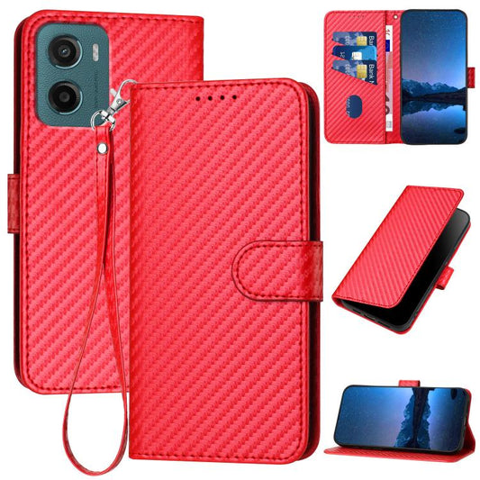 YX0070 Carbon Fiber Buckle Leather Phone Case with Lanyard, For Motorola Moto G05, For Motorola Moto G15, For Motorola Moto G 2025, For Motorola Moto G Play 2025 / G Power 2025, For Motorola Moto G75 5G, For Motorola Moto G35, For Motorola Moto G55    ...