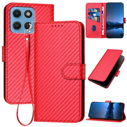 YX0070 Carbon Fiber Buckle Leather Phone Case with Lanyard, For Motorola Moto G Max / G87 / G77 / G67, For Motorola Moto G47 / G37 / G37 Power 5G, For Motorola Edge 70 Pro 5G, For Motorola Moto G17 4G / G17 Power 4G, For Motorola Moto G86 Power        ...