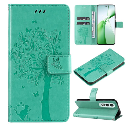 Tree & Cat Embossed Pattern Flip Leather Phone Case, For OnePlus 13, For OnePlus Nord CE4