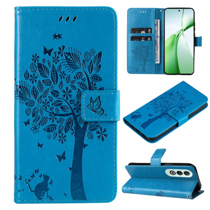 Tree & Cat Embossed Pattern Flip Leather Phone Case, For OnePlus 13, For OnePlus Nord CE4