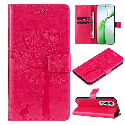 Tree & Cat Embossed Pattern Flip Leather Phone Case, For OnePlus 13, For OnePlus Nord CE4