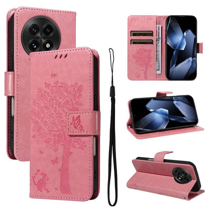 Tree & Cat Embossed Pattern Flip Leather Phone Case, For OnePlus 13, For OnePlus Nord CE4
