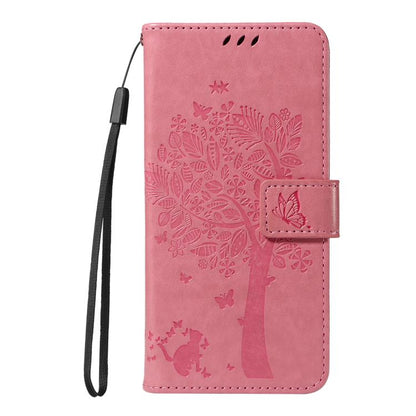 Tree & Cat Embossed Pattern Flip Leather Phone Case, For OnePlus 13, For OnePlus Nord CE4