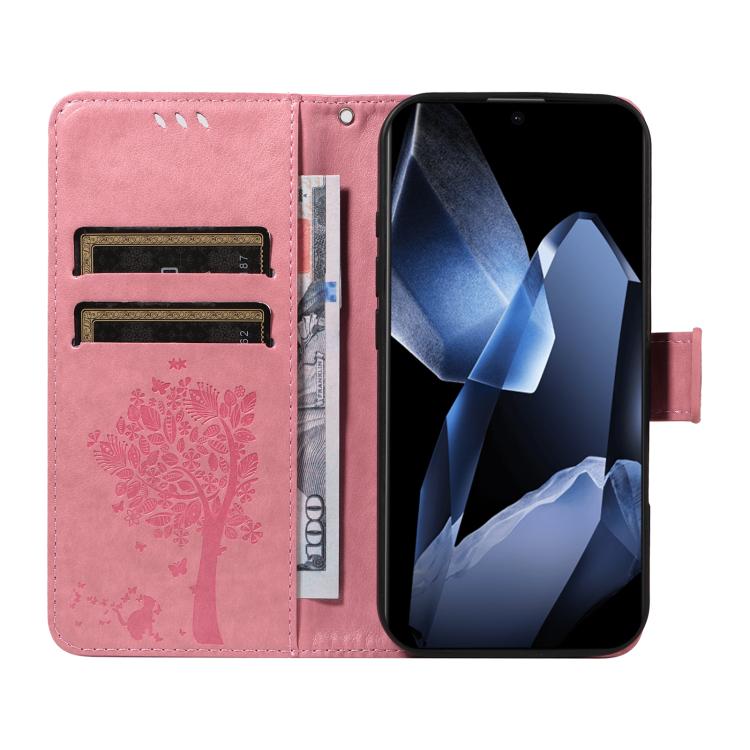 Tree & Cat Embossed Pattern Flip Leather Phone Case, For OnePlus 13, For OnePlus Nord CE4