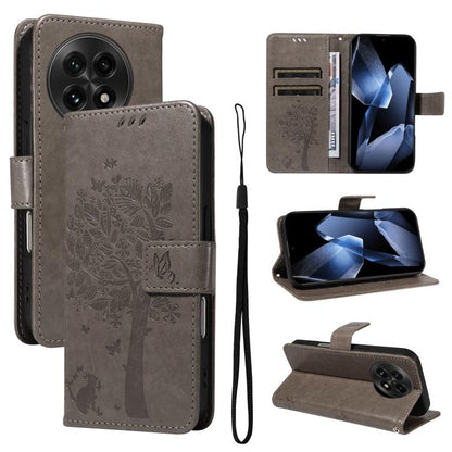 Tree & Cat Embossed Pattern Flip Leather Phone Case, For OnePlus 13, For OnePlus Nord CE4