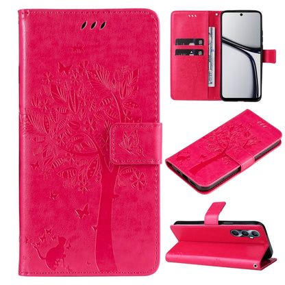 Tree & Cat Embossed Pattern Flip Leather Phone Case, For Realme C71 4G India, For Realme 15 5G, For Realme 14x 5G Global, For Realme C65 4G