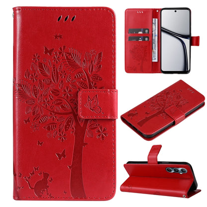 Tree & Cat Embossed Pattern Flip Leather Phone Case, For Realme C71 4G India, For Realme 15 5G, For Realme 14x 5G Global, For Realme C65 4G