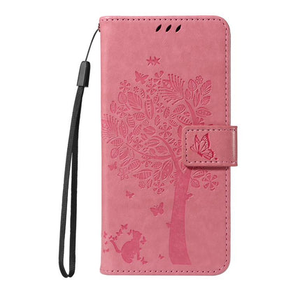 Tree & Cat Embossed Pattern Flip Leather Phone Case, For Realme C71 4G India, For Realme 15 5G, For Realme 14x 5G Global, For Realme C65 4G
