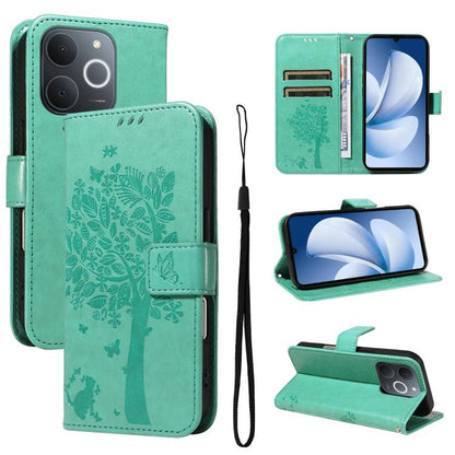Tree & Cat Embossed Pattern Flip Leather Phone Case, For Realme C71 4G India, For Realme 15 5G, For Realme 14x 5G Global, For Realme C65 4G