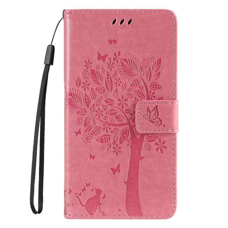 Tree & Cat Embossed Pattern Flip Leather Phone Case, For vivo Y200e 5G Global / V30 Lite India, For vivo V29e Global / Y200 5G Global