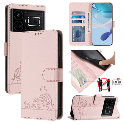 Pink embossed leather phone case with RFID protection and matching lanyard