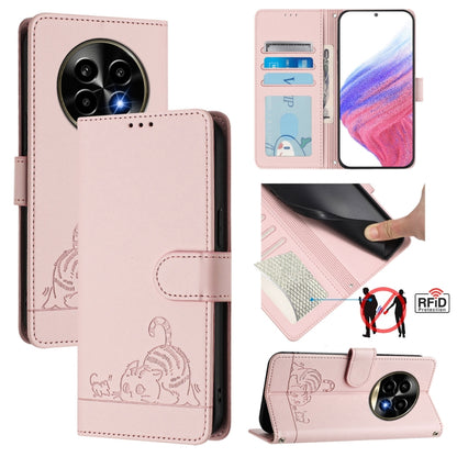 Cat Rat Embossed Pattern RFID Leather Phone Case with Lanyard, For Realme 15 / 15 Pro 5G Global, For Realme C71 4G Global, For Realme Neo7 Turbo 5G, For Realme V70 / 14x Global / C75 5G, For Realme Narzo 80 Pro / 14 Pro 5G India                        ...