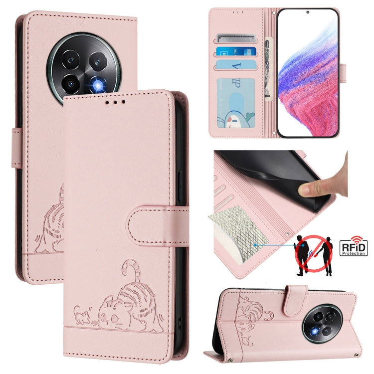 Cat Rat Embossed Pattern RFID Leather Phone Case with Lanyard, For Realme 15 / 15 Pro 5G Global, For Realme C71 4G Global, For Realme Neo7 Turbo 5G, For Realme V70 / 14x Global / C75 5G, For Realme Narzo 80 Pro / 14 Pro 5G India                        ...