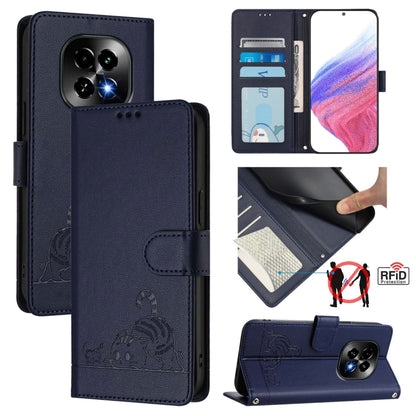Cat Rat Embossed Pattern RFID Leather Phone Case with Lanyard, For Realme 15 / 15 Pro 5G Global, For Realme C71 4G Global, For Realme Neo7 Turbo 5G, For Realme V70 / 14x Global / C75 5G, For Realme Narzo 80 Pro / 14 Pro 5G India                        ...