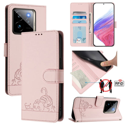 Cat Rat Embossed Pattern RFID Leather Phone Case with Lanyard, For Realme 15 / 15 Pro 5G Global, For Realme C71 4G Global, For Realme Neo7 Turbo 5G, For Realme V70 / 14x Global / C75 5G, For Realme Narzo 80 Pro / 14 Pro 5G India                        ...