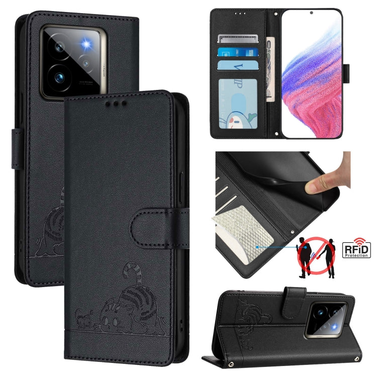Cat Rat Embossed Pattern RFID Leather Phone Case with Lanyard, For Realme 15 / 15 Pro 5G Global, For Realme C71 4G Global, For Realme Neo7 Turbo 5G, For Realme V70 / 14x Global / C75 5G, For Realme Narzo 80 Pro / 14 Pro 5G India                        ...