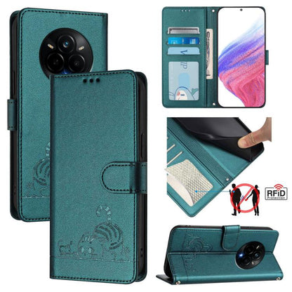 Cat Rat Embossed Pattern RFID Leather Phone Case with Lanyard, For Realme 15 / 15 Pro 5G Global, For Realme C71 4G Global, For Realme Neo7 Turbo 5G, For Realme V70 / 14x Global / C75 5G, For Realme Narzo 80 Pro / 14 Pro 5G India                        ...