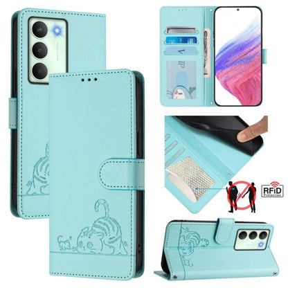 Cat Rat Embossed Pattern RFID Leather Phone Case with Lanyard, For Realme 15 / 15 Pro 5G Global, For Realme C71 4G Global, For Realme Neo7 Turbo 5G, For Realme V70 / 14x Global / C75 5G, For Realme Narzo 80 Pro / 14 Pro 5G India                        ...