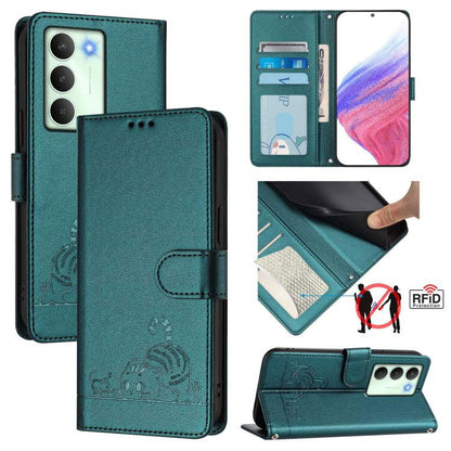 Cat Rat Embossed Pattern RFID Leather Phone Case with Lanyard, For Realme 15 / 15 Pro 5G Global, For Realme C71 4G Global, For Realme Neo7 Turbo 5G, For Realme V70 / 14x Global / C75 5G, For Realme Narzo 80 Pro / 14 Pro 5G India                        ...