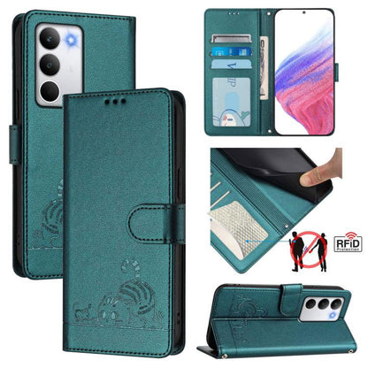 Cat Rat Embossed Pattern RFID Leather Phone Case with Lanyard, For Realme 15 / 15 Pro 5G Global, For Realme C71 4G Global, For Realme Neo7 Turbo 5G, For Realme V70 / 14x Global / C75 5G, For Realme Narzo 80 Pro / 14 Pro 5G India                        ...