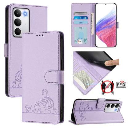 Cat Rat Embossed Pattern RFID Leather Phone Case with Lanyard, For Realme 15 / 15 Pro 5G Global, For Realme C71 4G Global, For Realme Neo7 Turbo 5G, For Realme V70 / 14x Global / C75 5G, For Realme Narzo 80 Pro / 14 Pro 5G India                        ...