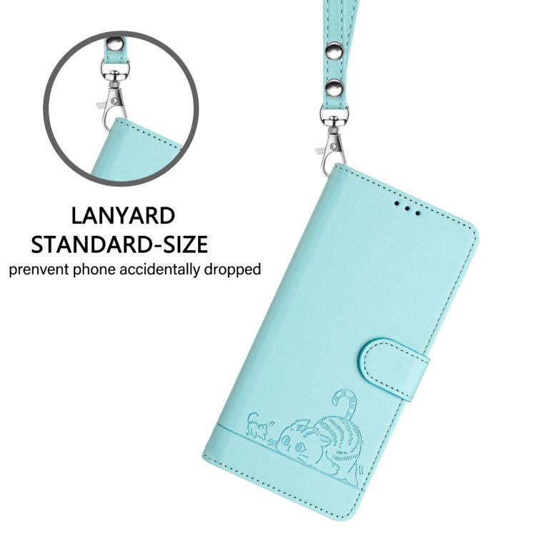 Cat Rat Embossed Pattern RFID Leather Phone Case with Lanyard, For Realme 15 / 15 Pro 5G Global, For Realme C71 4G Global, For Realme Neo7 Turbo 5G, For Realme V70 / 14x Global / C75 5G, For Realme Narzo 80 Pro / 14 Pro 5G India                        ...