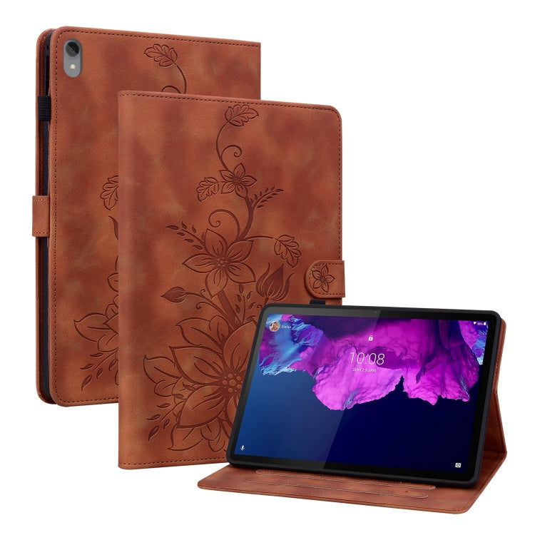 Lily Embossed Leather Tablet Case, For Lenovo Tab M9, For Lenovo Tab P11 Pro Gen 2 11.2, For Lenovo Tab P11 Gen 2 11.5, For Lenovo Tab M10 10.1 3rd Gen, For Lenovo Tab M10 Plus 10.6 3rd Gen, For Lenovo Tab K10, For Lenovo Tab M7 3rd Gen                ...