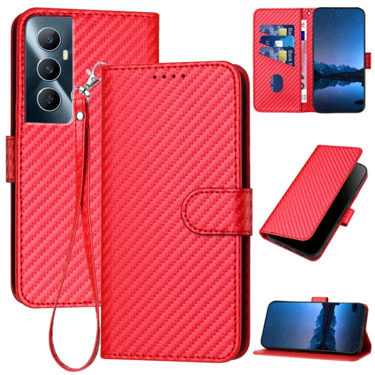 YX0070 Carbon Fiber Buckle Leather Phone Case with Lanyard, For Realme C65 4G, For Realme C55 4G Global / Narzo N55, For Realme C33 2022 / C33 2023 Global, For Realme 10 Pro, For Realme 10 Pro+, For Realme 10 4G, For Realme C30 4G / Narzo 50i Prime / C...