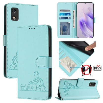 Cat Rat Embossed Pattern RFID Leather Phone Case with Lanyard, For Tecno Camon 19 NEO, For Tecno POP 5C, For Tecno Spark 6 Go / Go 2020