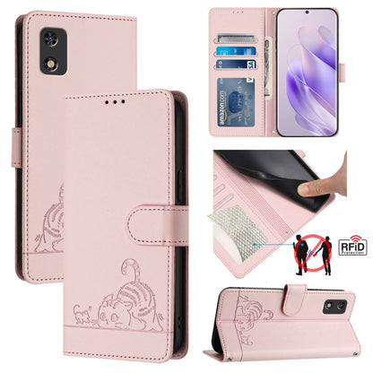 Cat Rat Embossed Pattern RFID Leather Phone Case with Lanyard, For Tecno Camon 19 NEO, For Tecno POP 5C, For Tecno Spark 6 Go / Go 2020