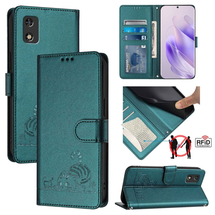 Cat Rat Embossed Pattern RFID Leather Phone Case with Lanyard, For Tecno Camon 19 NEO, For Tecno POP 5C, For Tecno Spark 6 Go / Go 2020