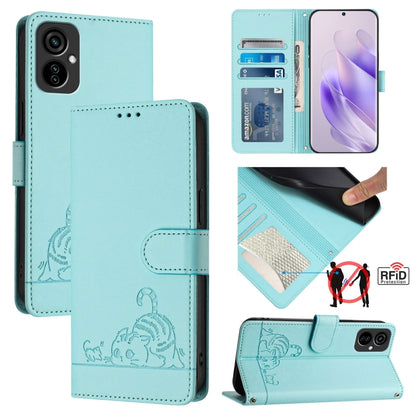 Cat Rat Embossed Pattern RFID Leather Phone Case with Lanyard, For Tecno Camon 19 NEO, For Tecno POP 5C, For Tecno Spark 6 Go / Go 2020