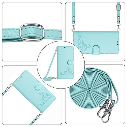 Cat Rat Embossed Pattern RFID Leather Phone Case with Lanyard, For Tecno Camon 19 NEO, For Tecno POP 5C, For Tecno Spark 6 Go / Go 2020
