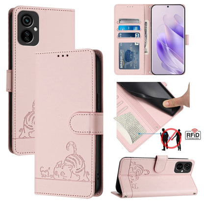 Cat Rat Embossed Pattern RFID Leather Phone Case with Lanyard, For Tecno Camon 19 NEO, For Tecno POP 5C, For Tecno Spark 6 Go / Go 2020