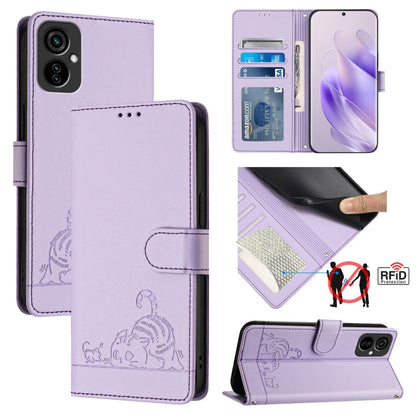 Cat Rat Embossed Pattern RFID Leather Phone Case with Lanyard, For Tecno Camon 19 NEO, For Tecno POP 5C, For Tecno Spark 6 Go / Go 2020