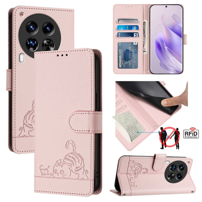 Cat Rat Embossed Pattern RFID Leather Phone Case with Lanyard, For Tecno Camon 50 Pro 4G, For Tecno Camon 50 4G, For Tecno Spark Slim 5G, For Tecno Camon 40 Premier, For Tecno Spark 30C 5G / Pop 9 5G, For Tecno Spark 30 5G                              ...