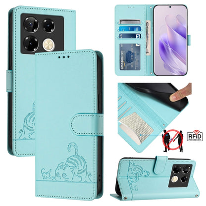 Cat Rat Embossed Pattern RFID Leather Phone Case with Lanyard, For Infinix Smart 8 Plus / 8 Pro, For Infinix GT 20 Pro/X6871, For Infinix Note 40 Pro 4G X6850, For Infinix Note 40 Pro 5G X6851, For Infinix Note 40, For Infinix Note 40 5G               ...