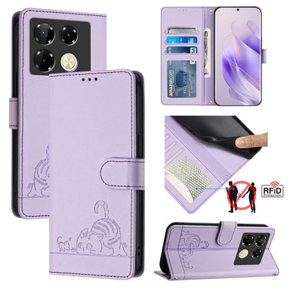 Cat Rat Embossed Pattern RFID Leather Phone Case with Lanyard, For Infinix Smart 8 Plus / 8 Pro, For Infinix GT 20 Pro/X6871, For Infinix Note 40 Pro 4G X6850, For Infinix Note 40 Pro 5G X6851, For Infinix Note 40, For Infinix Note 40 5G               ...
