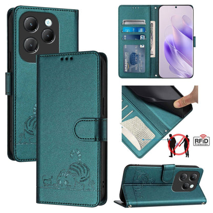 Cat Rat Embossed Pattern RFID Leather Phone Case with Lanyard, For Infinix Smart 8 Plus / 8 Pro, For Infinix GT 20 Pro/X6871, For Infinix Note 40 Pro 4G X6850, For Infinix Note 40 Pro 5G X6851, For Infinix Note 40, For Infinix Note 40 5G               ...