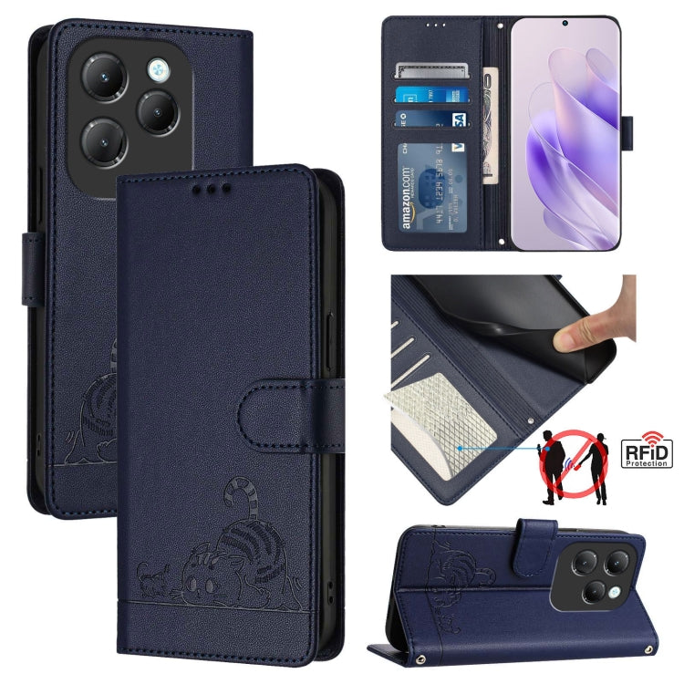 Cat Rat Embossed Pattern RFID Leather Phone Case with Lanyard, For Infinix Smart 8 Plus / 8 Pro, For Infinix GT 20 Pro/X6871, For Infinix Note 40 Pro 4G X6850, For Infinix Note 40 Pro 5G X6851, For Infinix Note 40, For Infinix Note 40 5G               ...